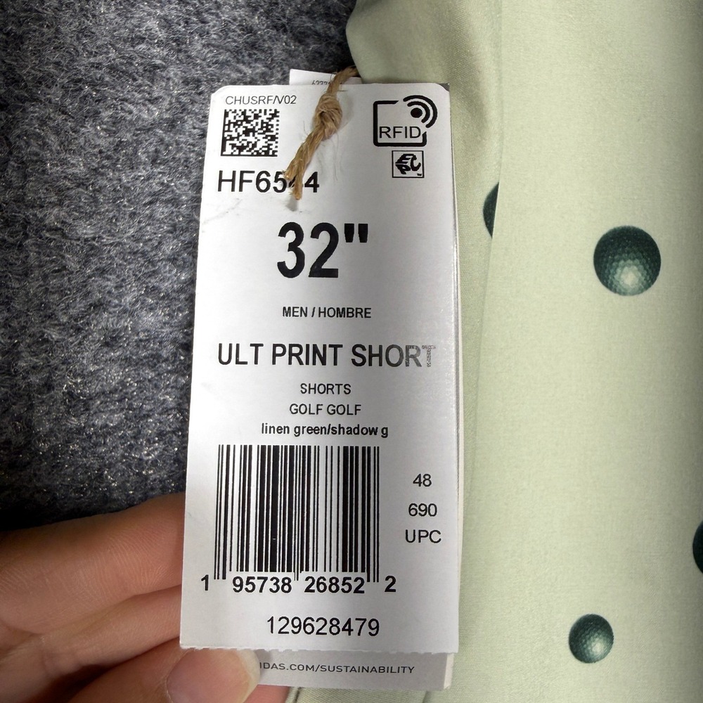 Adidas Ultimate Print Golf Shorts Mens 32 Linen Green Golf Ball Pattern HF6544 - Picture 7 of 14